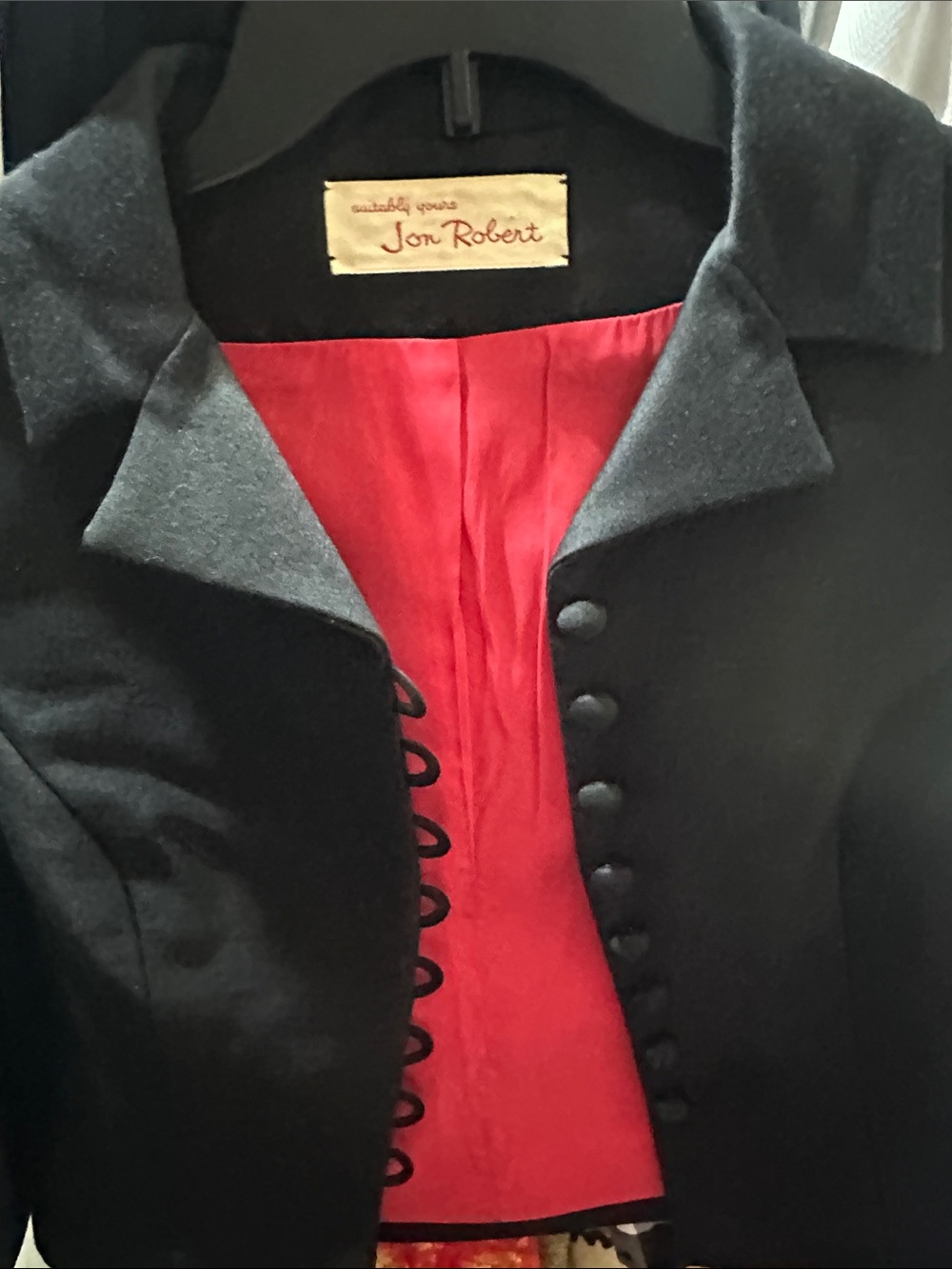 Vintage Women's Black Jacket with Red Lining